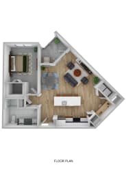 Floor Plan  a floor plan of a 1 bedroom floor plan with a bathroom and a living room