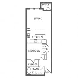 Floor Plan  a floor plan of a small apartment with a bedroom and a living room
