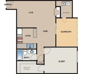 a floor plan of a room with a bed and a closet