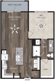 Floor Plan  a floor plan of a living room with a bedroom and a kitchen