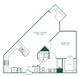 illustration of a 1 bedroom floor plan  affinity