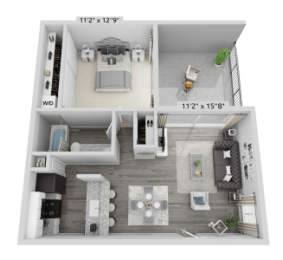 Floor Plan  a bedroom floor plan with a bathroom and a living room