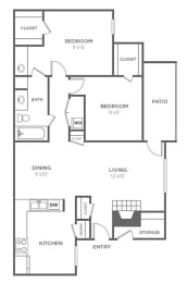Floor Plan  a floor plan of a 1 bedroom apartment
