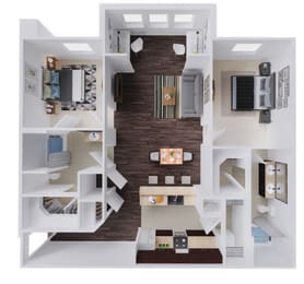 Floor Plan  this is a 3d floor plan of a 849 square foot 1 bedroom apartment at the