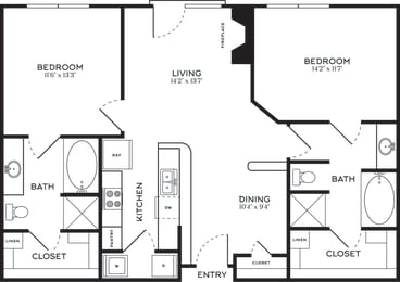 2 Bed | 2 Bath | 1152 sqft | 5 Mockingbird Apartments