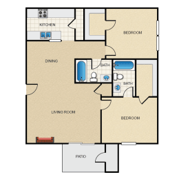 Floor Plan  a floor plan of a two bedroom apartment