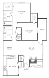 Floor Plan  A black and white floor plan of a house with labeled rooms.