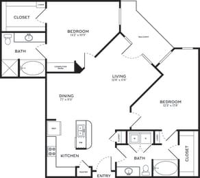 2 Bed | 2 Bath | 1172 sqft | 5 Mockingbird Apartments