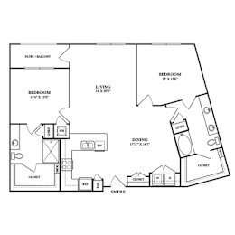 Floor Plan  A black and white image of a house floor plan.