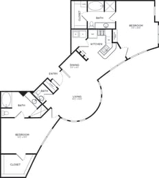 2 Bed | 2 Bath | 1390 sqft | 5 Mockingbird Apartments