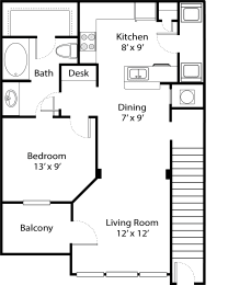 a floor plan of a small house with a bedroom and a living room