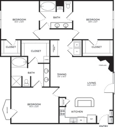 3 Bed | 2 Bath | 1562 sqft | 5 Mockingbird Apartments