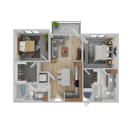 Floor Plan  A detailed 3D floor plan of a modern apartment layout.