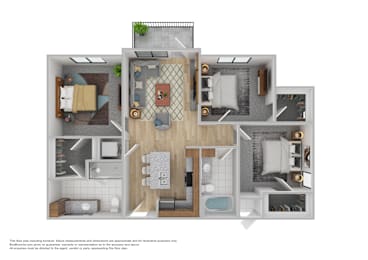 Floor Plan  A floor plan of a house with a living room, kitchen, dining room, and bedrooms.