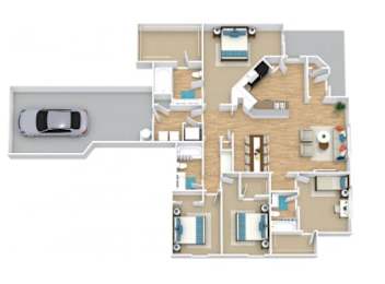 Floor Plan  A floor plan of a house with a garage.