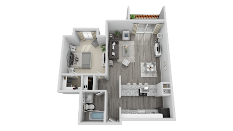 Floor Plan  a1 floor plan  1 bedroom with 2 baths  129