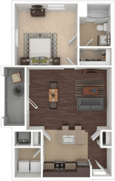 Floor Plan  a bedroom with a bed and a mirror