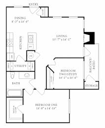 Floor Plan  A black and white image of a floor plan for a small apartment.