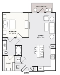 a floor plan of a 1 bedroom floor plan