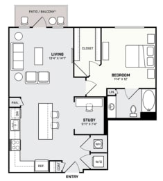 a floor plan of a small house with a bedroom and a living room
