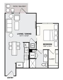 a floor plan of a small house with a bedroom and a living room