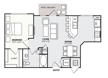 a floor plan of a house with a bedroom and a living room