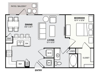 a floor plan of a house with a bedroom and a living room