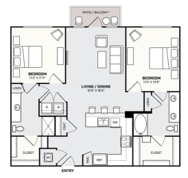 a floor plan of a 1 bedroom floor plan