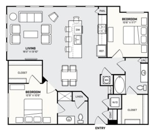 a floor plan of a home with a bedroom and a living room