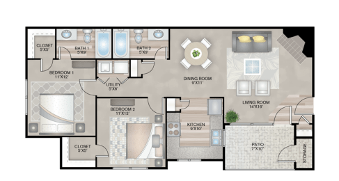 Floor Plan  3d floor plan of a private residence