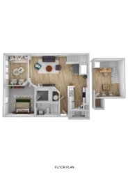 Floor Plan  a furnished floor plan of a 1 bedroom apartment