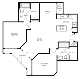 a floor plan of a house with bedrooms and a living room