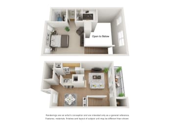 A4 Floor Plan at 1505 Exchange Apartments, Fort Worth, Texas