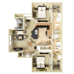 a rendering of a 3d floor plan of a house