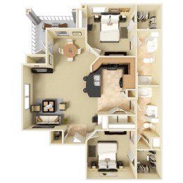 a 3d rendering of a floor plan of a house
