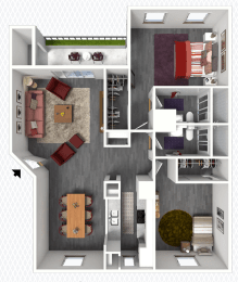 2 bed 2 bath floor plan A at The Alara, Houston, Texas