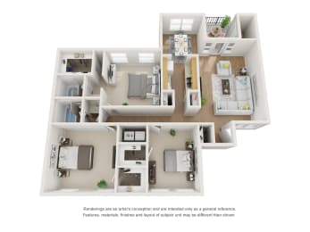 C1 Floor Plan  at 1505 Exchange Apartments, Texas
