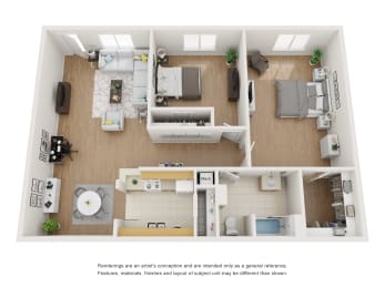 a floor plan of a 1 bedroom apartment  at Cambridge Village, Texas