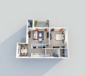 1 bed 1 bath A3 Floor Plan at 2151 Kirkwood Apartments, Houston, TX