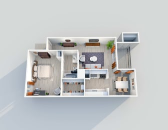 1 bed 1 bath A4 Floor Plan at 2151 Kirkwood Apartments, Houston, 77077