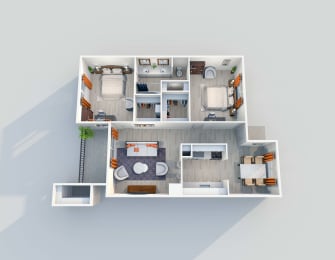 2 bed 1 bath B1 Floor Plan at 2151 Kirkwood Apartments, Houston, Texas