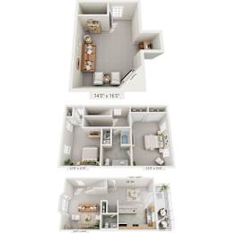 Floor Plan  A set of four images showing different floor plans of a house.