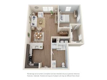 1 Bedroom 1 Bath ADA Floor Plan at Atlantic Pointe, Brunswick Maine
