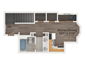 2 Bedroom 1 bathroom Floor Plan A  at Haven West in Brunswick, ME