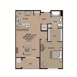 a floor plan of a house with a bedroom and a living room