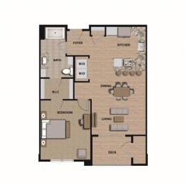 a floor plan of a house with a bedroom and a living room