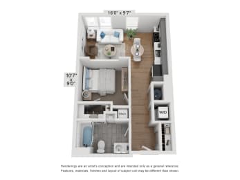 Junior 1 Bedroom at Seacoast Residences Apartments, Oakland, ME