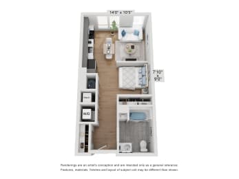 Studio 1 bath at Seacoast Residences Apartments, Oakland, ME