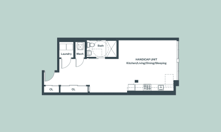 Studio_697sf Floor Plan at 1177 Greens Farms, Westport, CT