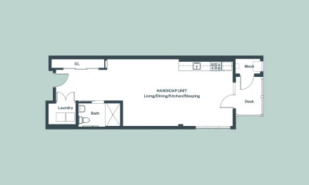 Studio_723sf Floor Plan at 1177 Greens Farms, Westport, Connecticut